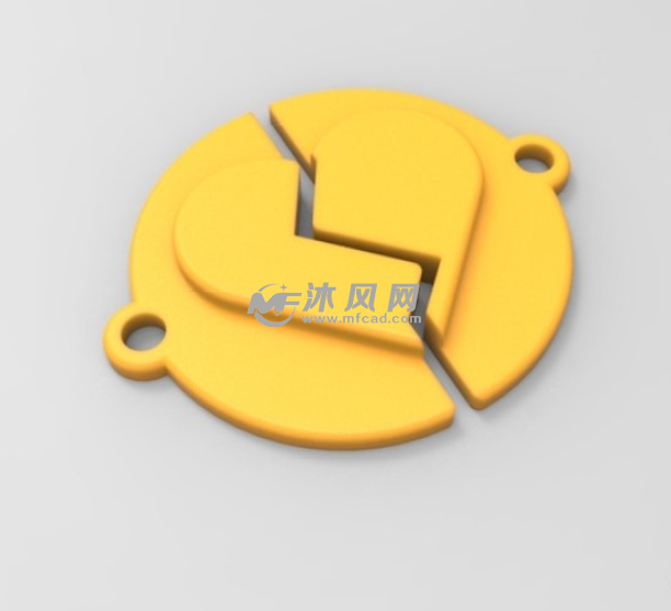 残破的心形吊坠效果图