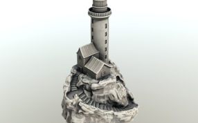 岩石上的灯塔渲染图