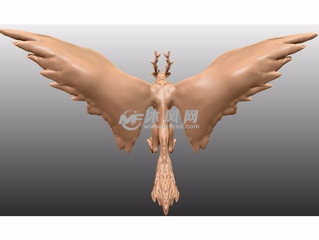 半鹿半鸟怪后视图