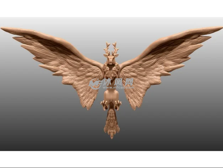 半鹿半鸟怪正视图