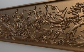 白鸟朝凤浮雕效果图