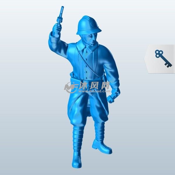 一名士兵一手拿着望远镜，一手举着手枪