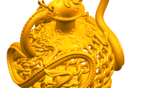 中国经典双龙瓶瓶口细节