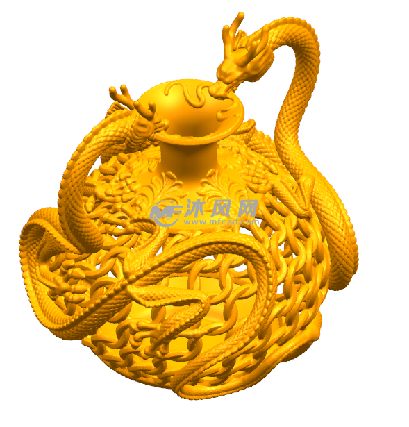 中国经典双龙瓶瓶口细节