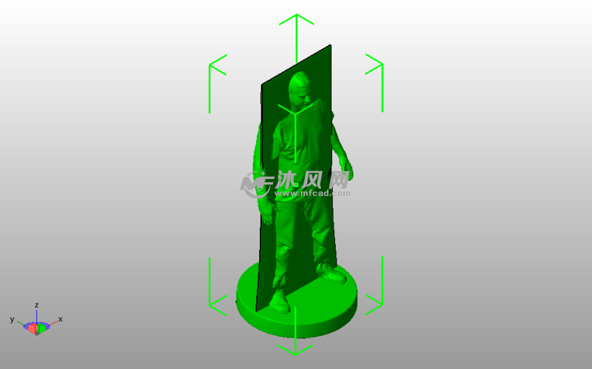人像浮雕模型斜视图