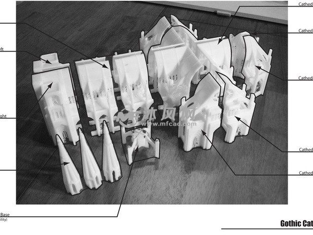 哥特式教堂模型组装示意图