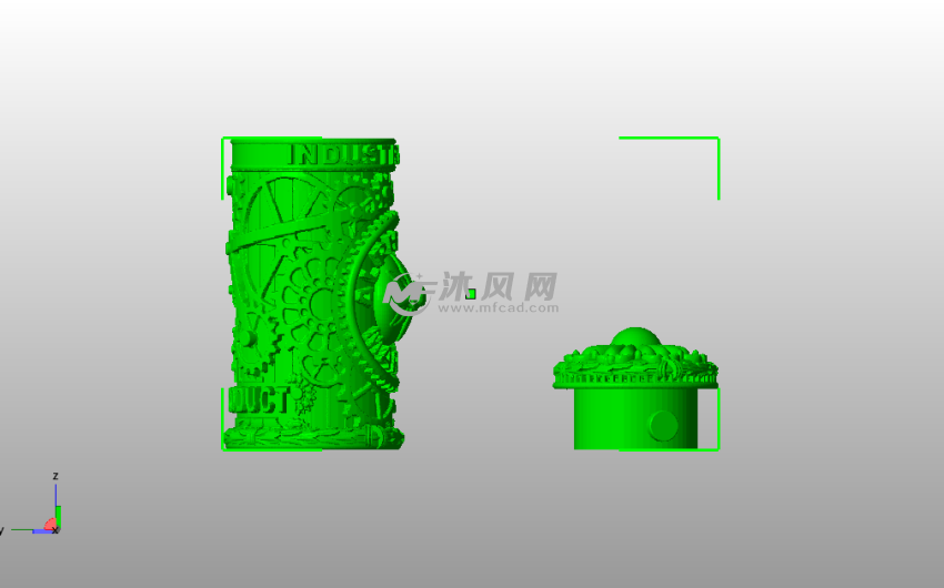 圆柱蒸汽朋克盒子模型图
