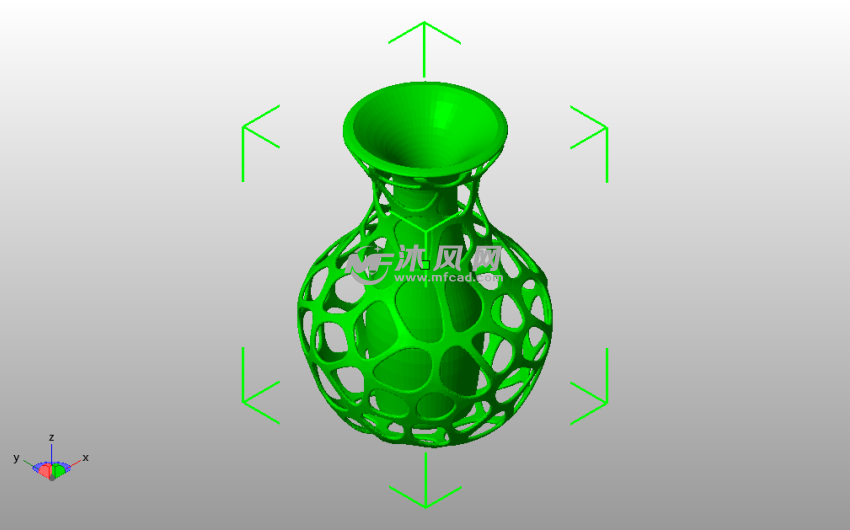外镂空中柱花瓶斜视图