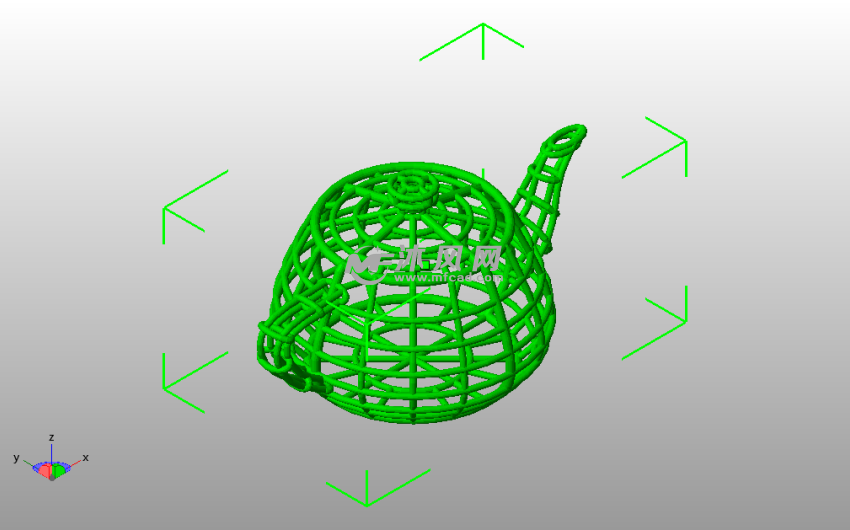  网格茶壶斜视图