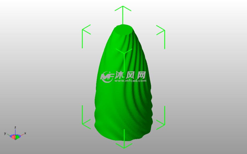  水纹圆形花瓶斜视图