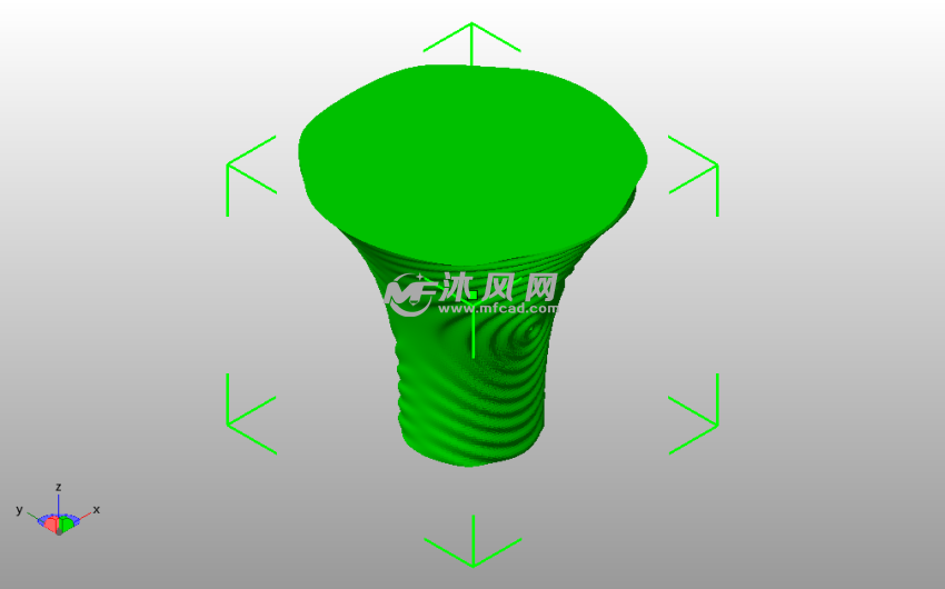 水纹下粗圆形花瓶斜视图