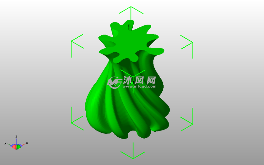  扭曲螺旋多边形花瓶斜视图