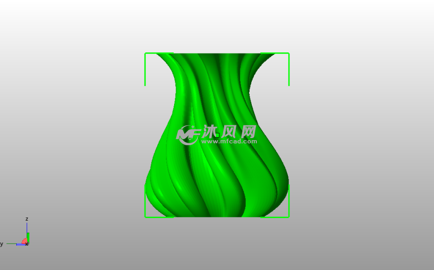  扭曲螺旋多边形花瓶主视图