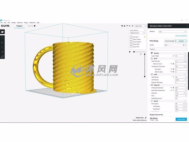 3D打印螺旋杯子打印图
