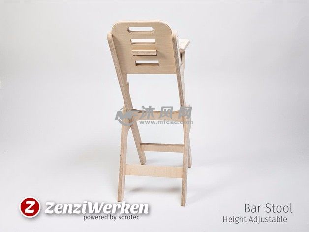 可调高度的椅子后视图