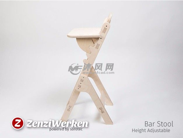 可调高度的椅子侧视图