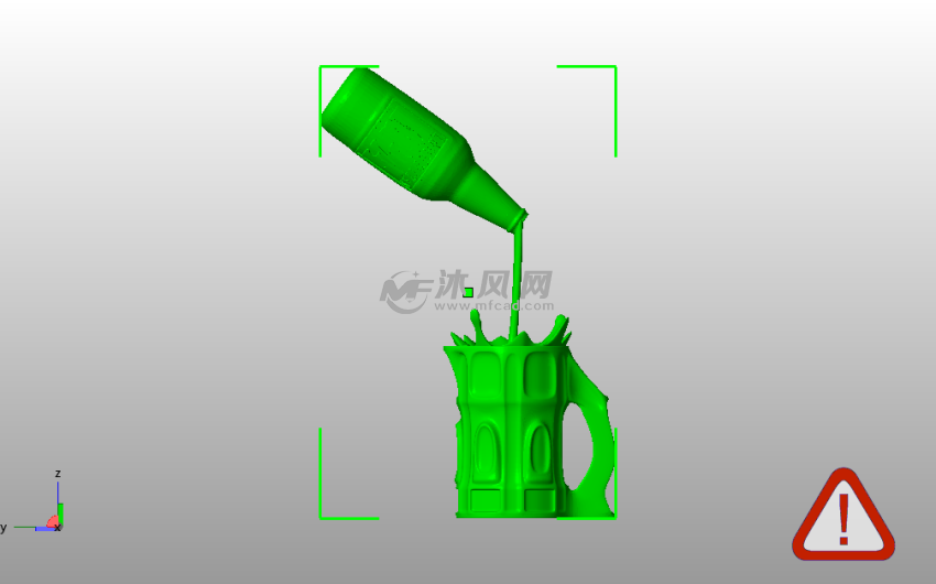 倾倒啤酒摆件侧视图