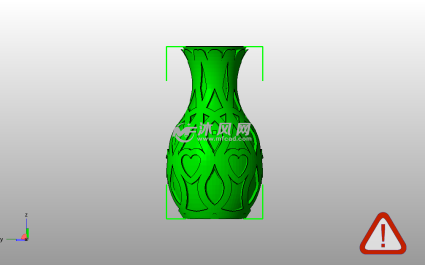 镂空心花瓶侧视图