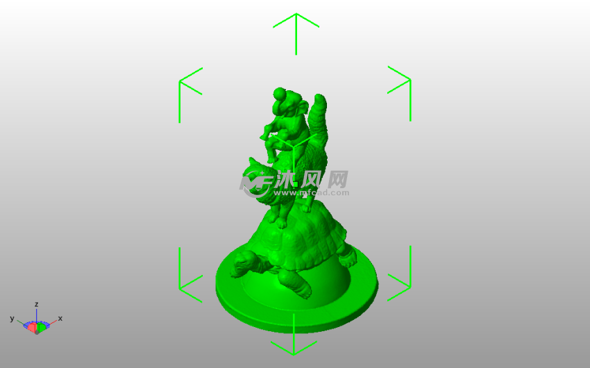 乌龟猫象雕像斜视图