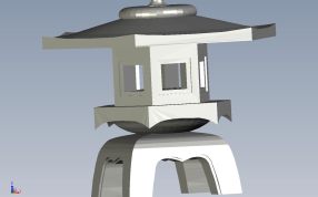 凉亭型茶灯笼侧视图