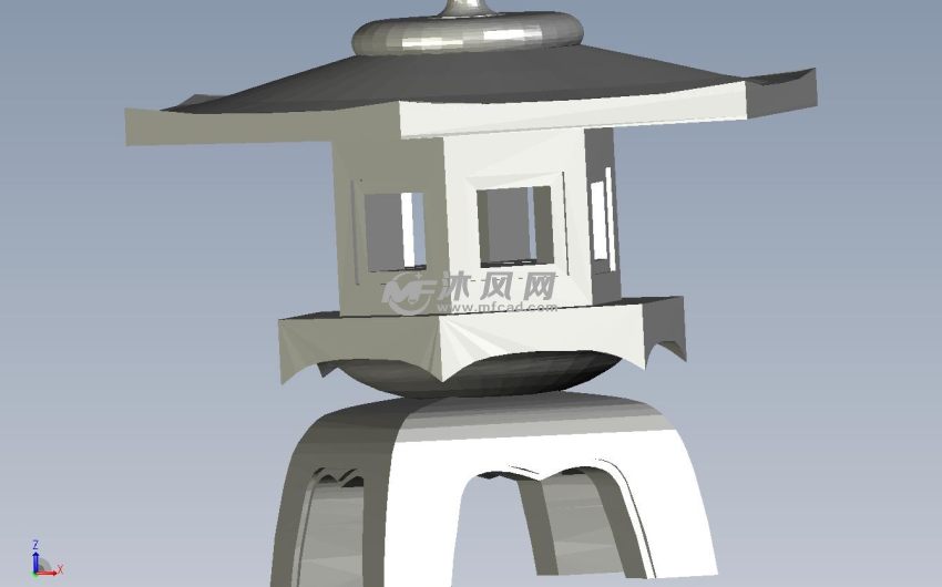 凉亭型茶灯笼侧视图