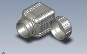 带螺纹瓶盖的瓶子轴测图