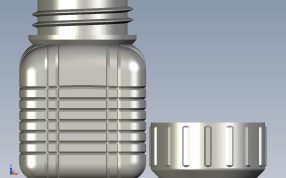 带螺纹瓶盖的瓶子正视图