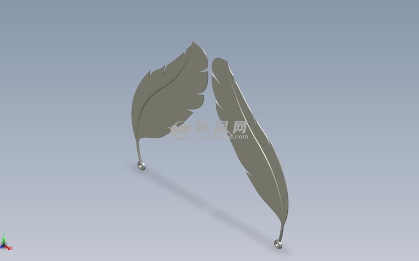羽毛耳环吊坠轴测图
