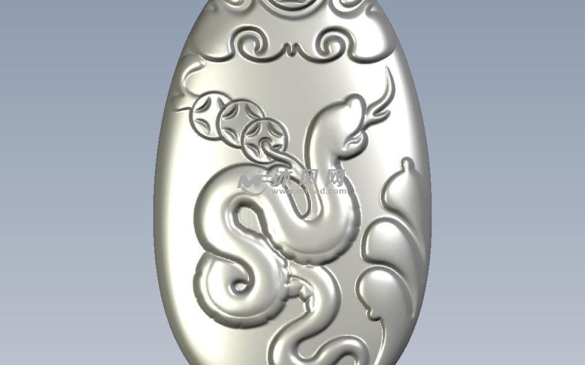 十二生肖吊饰蛇-双面高精度正视图