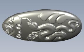 十二生肖吊饰蛇-双面高精度侧视图