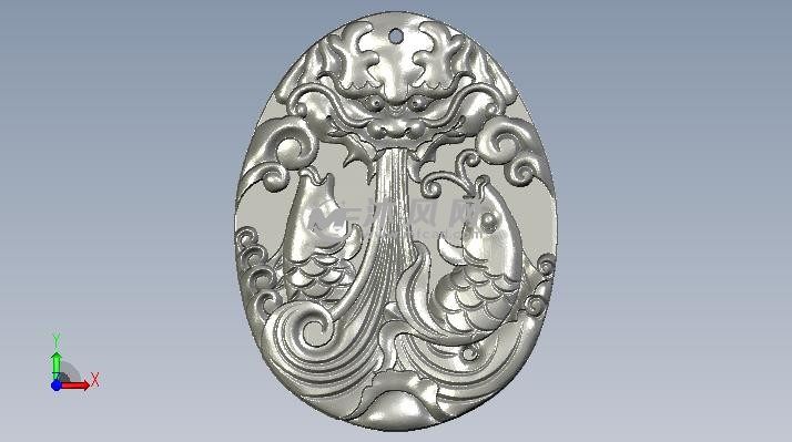 浮雕龙纹牌子正视图