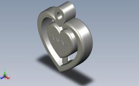 爱心吊坠轴测图