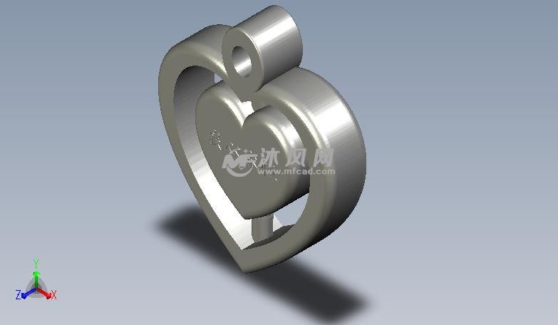 爱心吊坠轴测图