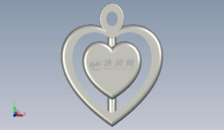 爱心吊坠正视图