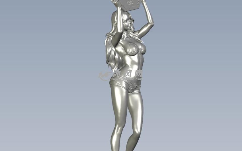 举牌美女侧视图