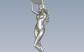 举牌美女前视图