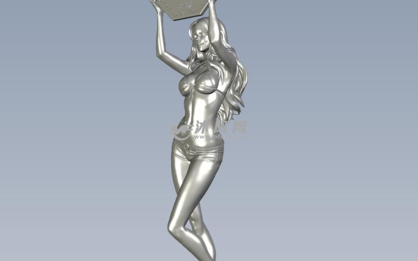 举牌美女前视图