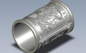 老寿星笔筒轴测图