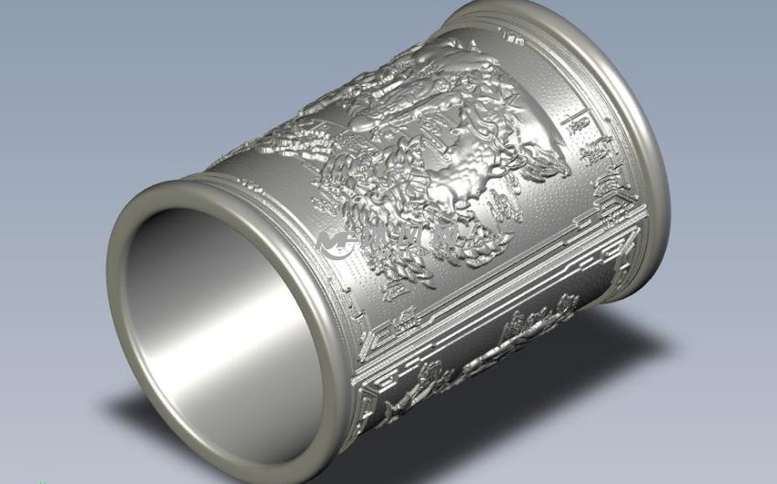 老寿星笔筒轴测图