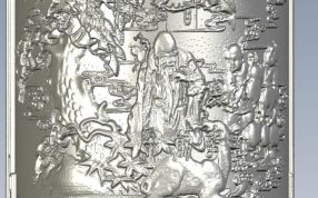 老寿星笔筒局部放大