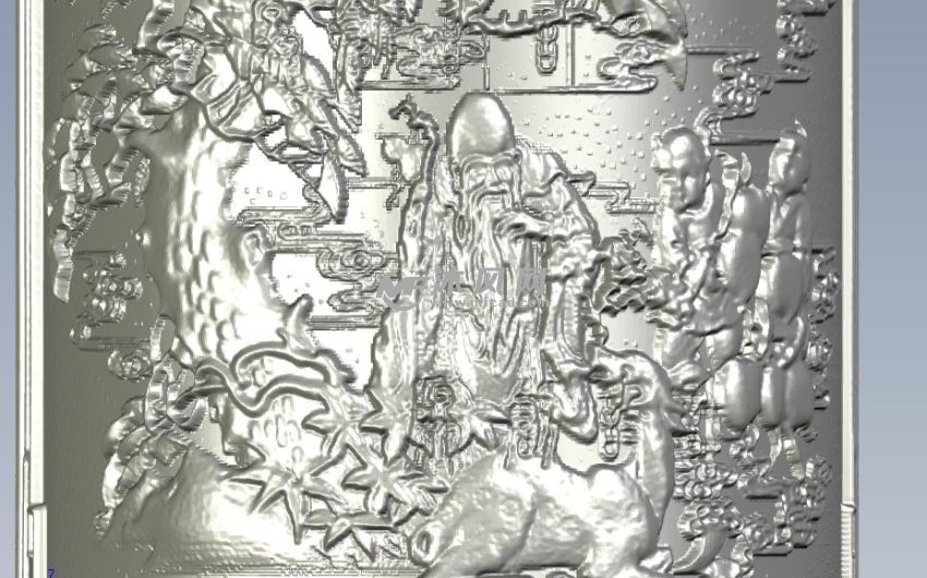 老寿星笔筒局部放大