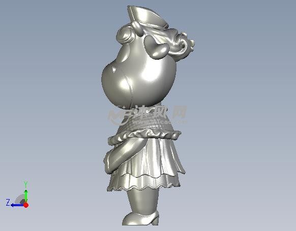 服务员模型侧视图