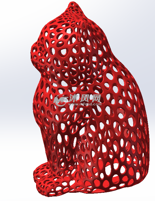 镂空小猫红色效果图