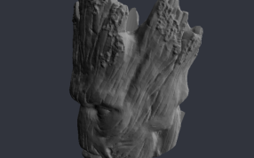 树人格鲁特花盆侧视图