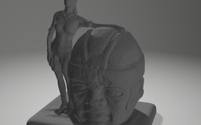 奥尔梅克巨头与美女侧视图