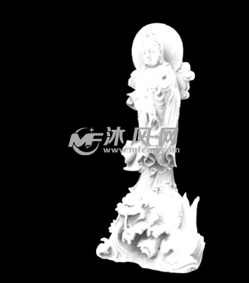 观音造型模型侧视图