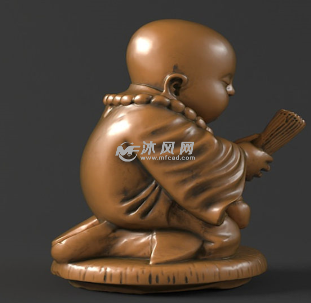 小和尚捧香侧视图