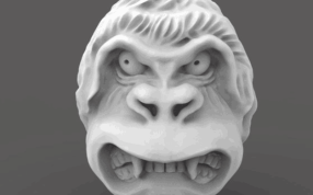 核雕的金刚猴头正视图