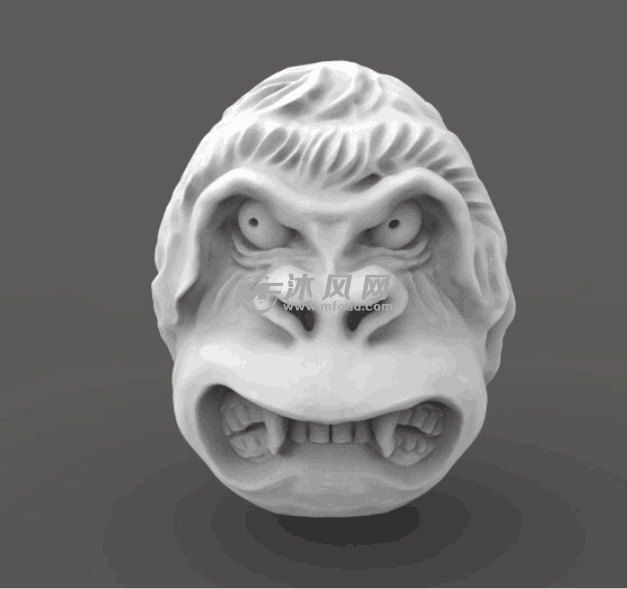 核雕的金刚猴头正视图