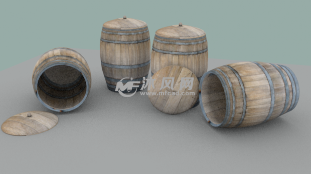 木头桶效果图